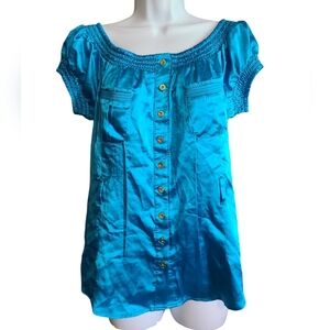 CHARLOTTE RUSSE stretch silk blouse L